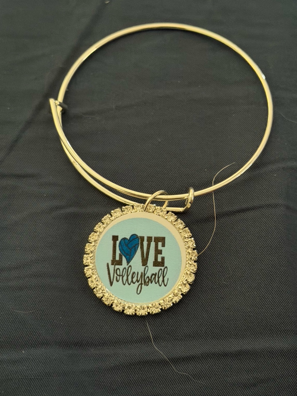 Love Volleyball Charm Bangle Bracelet